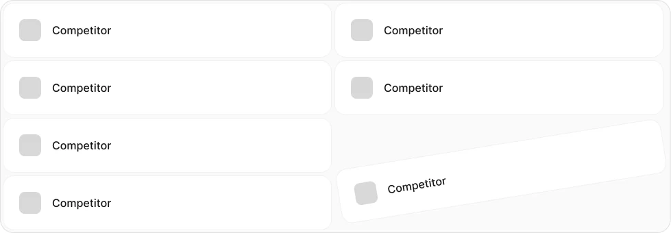A grid of tracked competitor cards